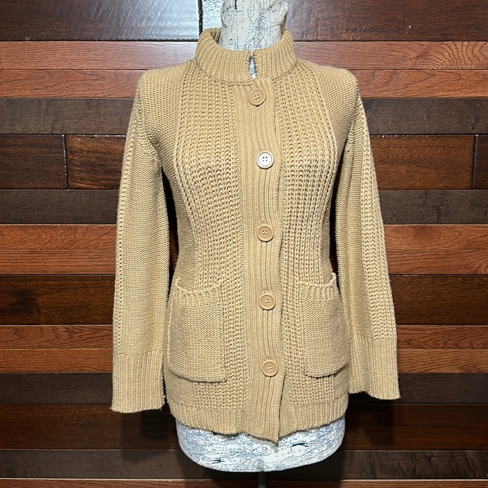 Vintage 70s Kmart Fashion Long Sleeve Ribbed Knit Cardigan Sweater